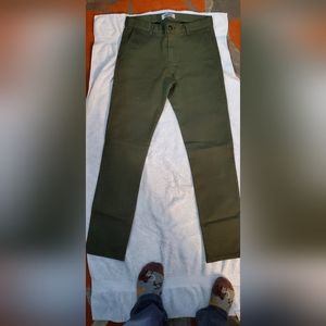 Naked and famous dark green stretch slim chinos